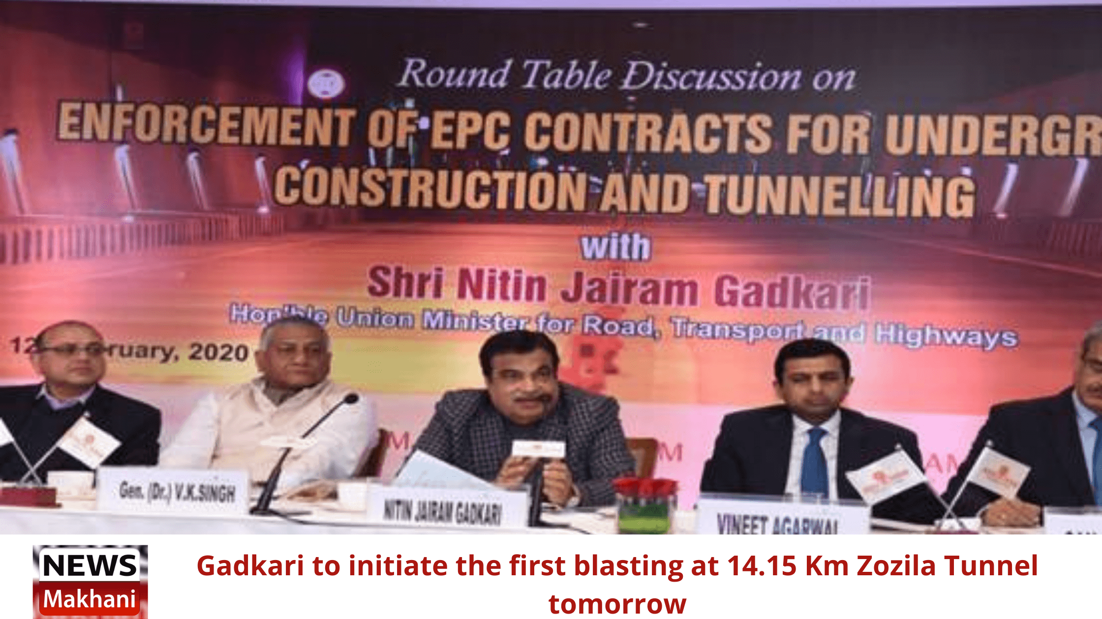 Gadkari to initiate the first blasting at 14.15 Km Zozila Tunnel tomorrow Gadkari to initiate the first blasting at 14.15 Km Zozila Tunnel tomorrow