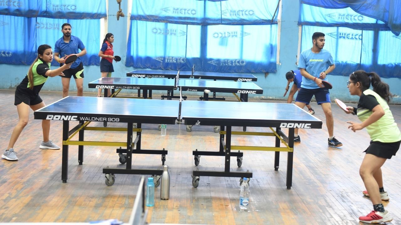 Punjab Men's Champion Hitesh Dogra practising during the first day of the camp Punjab Men's Champion Hitesh Dogra practising during the first day of the camp