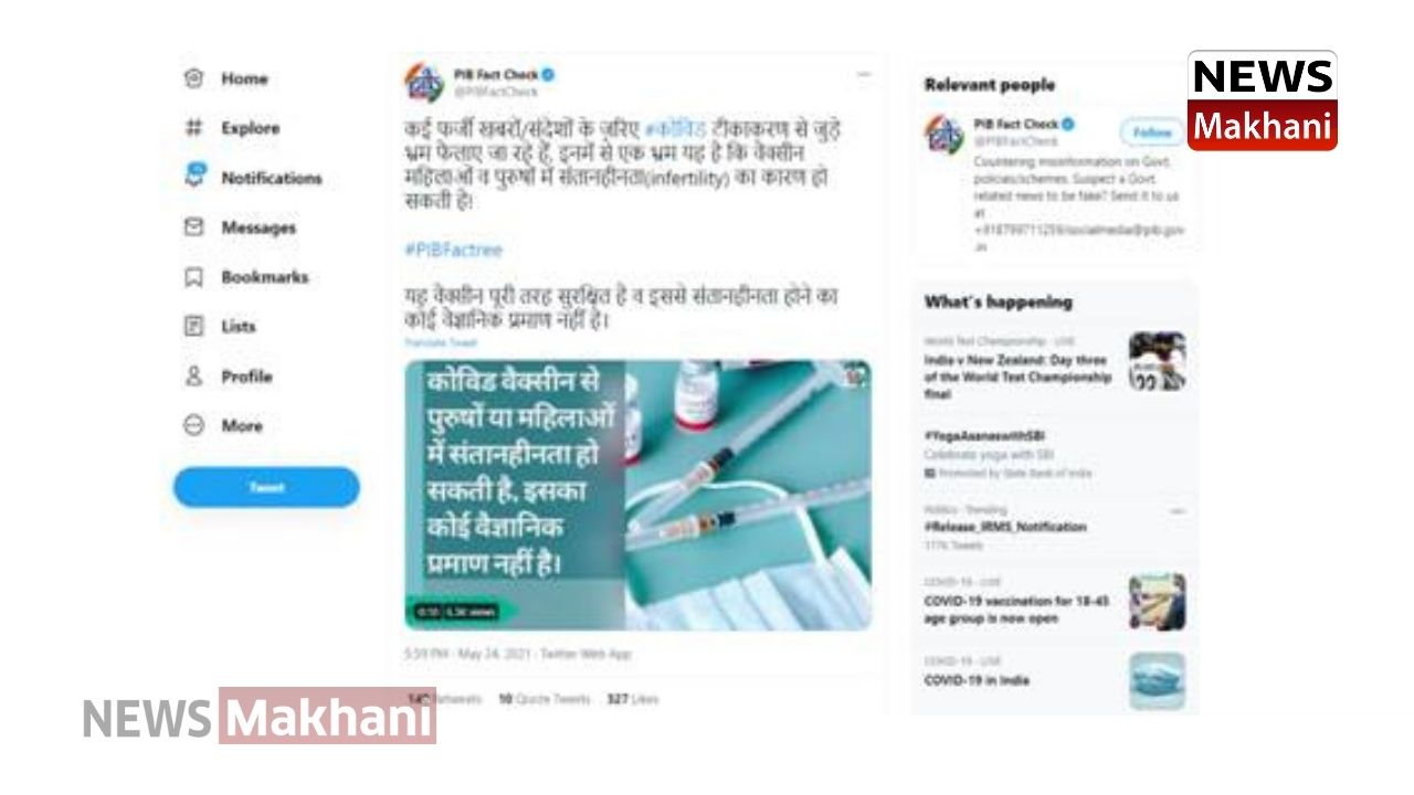 No scientific evidences found linking COVID19 vaccination with infertility in men and women No scientific evidences found linking COVID19 vaccination with infertility in men and women