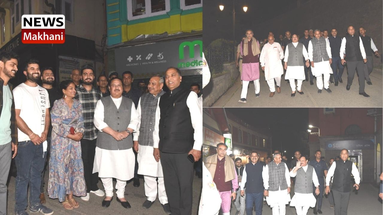 देर रात बैठकों के बाद रिज मैदान पहुंचे नड्डा (1) देर रात बैठकों के बाद रिज मैदान पहुंचे नड्डा