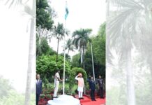 Chief Minister Shri Vishnu Deo Sai hoists national flag at his Raipur residence on Independence Day
