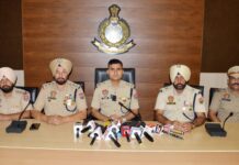 ਵਿਦੇਸ਼ੀ ਸਬੰਧਾਂ ਵਾਲੇ ਨਸ਼ਾ ਅਤੇ ਹਥਿਆਰ ਤਸਕਰੀ ਮਾਡਿਊਲ ਦੇ ਚਾਰ ਕਾਰਕੁੰਨ ਗ੍ਰਿਫਤਾਰ; 9.9 ਕਿਲੋ ਹੈਰੋਇਨ, ਦੋ ਪਿਸਤੌਲਾਂ ਬਰਾਮਦ